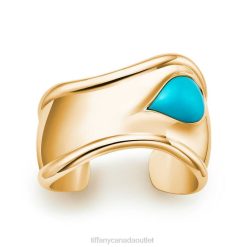 Tiffany Small Bone Cuff Unisex 0J0F1242 Jewelry in Yellow Gold with Turquoise