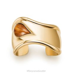 Tiffany Small Bone Cuff Unisex 0J0F1243 Jewelry in Yellow Gold with Tiger's Eye