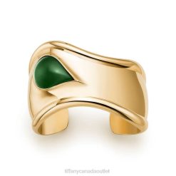 Tiffany Small Bone Cuff Unisex 0J0F1265 Jewelry in 18k Gold with Green Jade