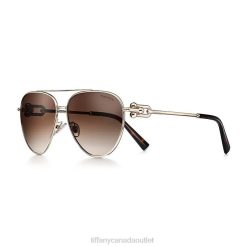 Tiffany Sunglasses Unisex 0J0F2509 Accessories in Pale Gold-colored Metal with Brown Lenses
