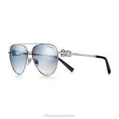 Tiffany Sunglasses Unisex 0J0F2511 Accessories in Silver-colored Metal with Dark Blue Lenses
