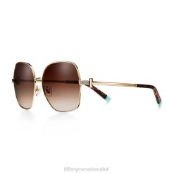 Tiffany Sunglasses Unisex 0J0F2546 Accessories in Pale Gold-colored Metal with Gradient Brown Lenses