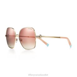Tiffany Sunglasses Unisex 0J0F2548 Accessories in Pale Gold-colored Metal with Pink Mirrored Lenses