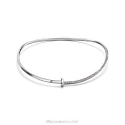 Tiffany T1 Half Diamond Necklace Unisex 0J0F125 Jewelry in White Gold