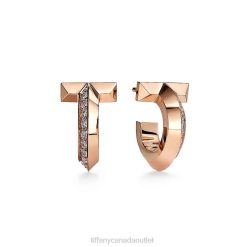 Tiffany T1 Hoop Earrings Unisex 0J0F819 Jewelry in Rose Gold with Diamonds