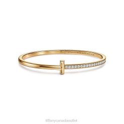 Tiffany T1 Narrow Diamond Hinged Bangle Unisex 0J0F983 Jewelry in 18k Gold