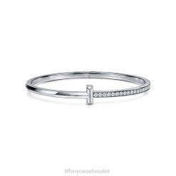 Tiffany T1 Narrow Diamond Hinged Bangle Unisex 0J0F996 Jewelry in 18k White Gold