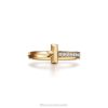 Tiffany T1 Ring Unisex 0J0F1443 Jewelry in Yellow Gold with Diamonds, 2.5 mm Wide