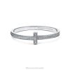 Tiffany T1 Wide Diamond Hinged Bangle Unisex 0J0F1234 Jewelry in 18k White Gold