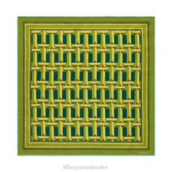 Tiffany True Square Scarf Unisex 0J0F2462 Accessories in Emerald Green and Citrine Yellow Silk