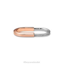 Tiffany Two-finger Ring Unisex 0J0F1461 Jewelry in Rose and White Gold with Diamonds