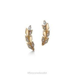 Tiffany Vine Climber Earrings Unisex 0J0F813 Jewelry in Yellow Gold with Diamonds