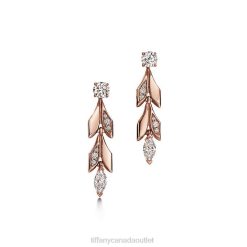 Tiffany Vine Convertible Drop Earrings Unisex 0J0F812 Jewelry in Rose Gold with Diamonds