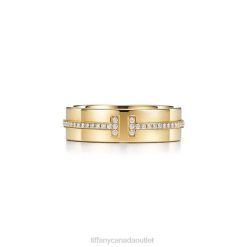 Tiffany Wide Diamond Ring Unisex 0J0F1635 Jewelry in 18k Gold