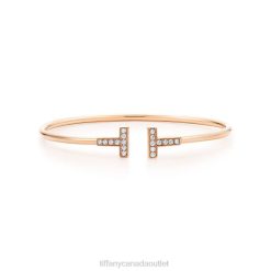 Tiffany Wire Bracelet Unisex 0J0F1003 Jewelry in Rose Gold with Diamonds