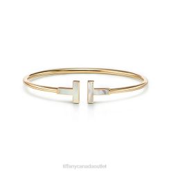 Tiffany Wire Bracelet Unisex 0J0F1360 Jewelry in Yellow Gold with Mother-of-pearl