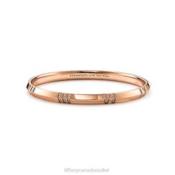 Tiffany X Closed Narrow Hinged Bangle Unisex 0J0F1119 Jewelry in Rose Gold with Diamonds