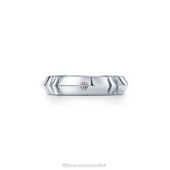 Tiffany X Closed Narrow Ring Unisex 0J0F1611 Jewelry in White Gold with Diamonds, 4.5 mm Wide
