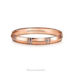 Tiffany X Closed Wide Hinged Bangle Unisex 0J0F1077 Jewelry in Rose Gold with Diamonds