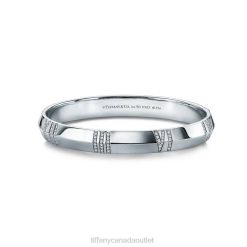 Tiffany X Closed Wide Hinged Bangle Unisex 0J0F1125 Jewelry in White Gold with Diamonds