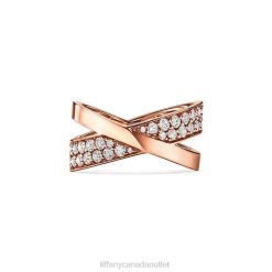 Tiffany X Wide Ring Unisex 0J0F1609 Jewelry in Rose Gold with Diamonds