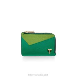 Tiffany Zip Card Case Unisex 0J0F2439 Accessories in Emerald Green Colorblock Leather
